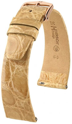 bracelet en cuir Hirsch Prestige L 02208090-7, beige, cuir de crocodile, longueur L, Quick Release