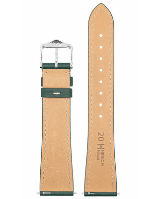 bracelet en cuir Hirsch Bologna M 01802140-2, vert, veau, longueur M, Quick Release