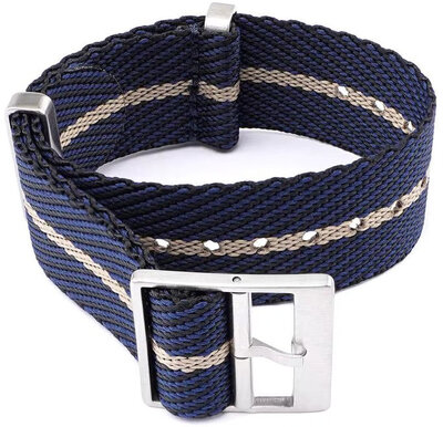 Bracelet en textile Ricardo Mantova premium, Blue/Beige, NATO