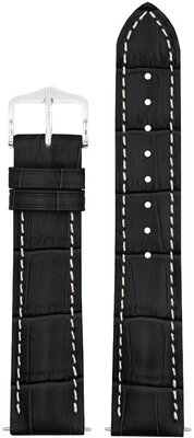 bracelet en cuir Hirsch Duke L 01028051-2, noir, veau, longueur L, Quick Release
