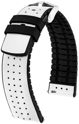 Bracelet en cuir Hirsch Tiger L 0915002000-2, blanc, veau, longueur L, Quick Release