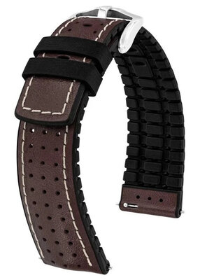 Bracelet en cuir Hirsch Tiger L 0915002010-2, marron, veau, longueur L, Quick Release