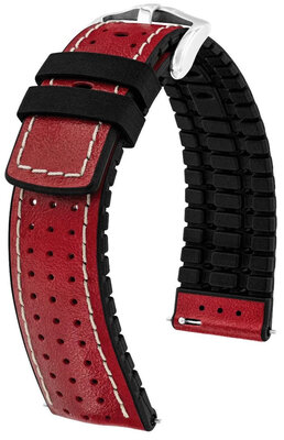 Bracelet en cuir Hirsch Tiger L 0915002020-2, rouge, veau, longueur L, Quick Release