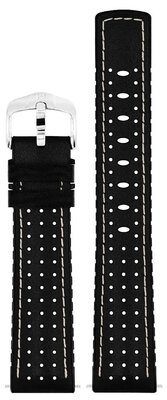 Bracelet en cuir Hirsch Tiger L 0915002050-2, noir, veau, longueur L, Quick Release