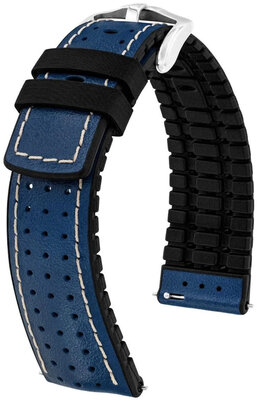 Bracelet en cuir Hirsch Tiger L 0915002080-2, bleu, veau, longueur L, Quick Release