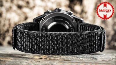 Bracelet en nylon Ricardo 20mm (pro Garmin Fenix 8/7S/6S (43mm), aj.), noir, cordon